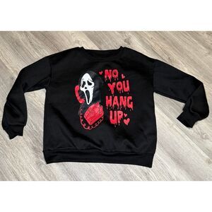 Halloween pullover‎ sweater "no you hang up" size large poly blend